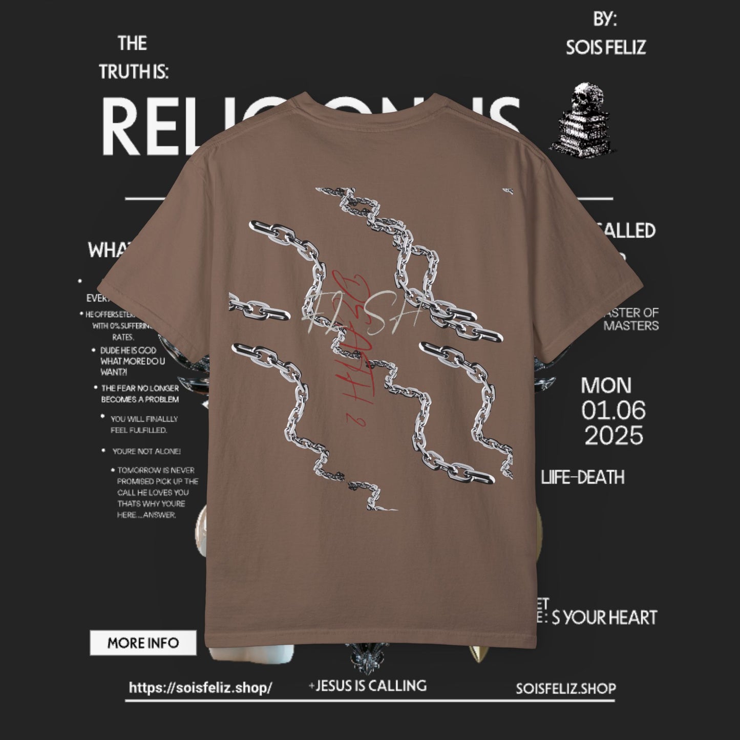 Spiritual Connection Unisex Garment-Dyed T-Shirt - 'Religion Is Relationship' Design